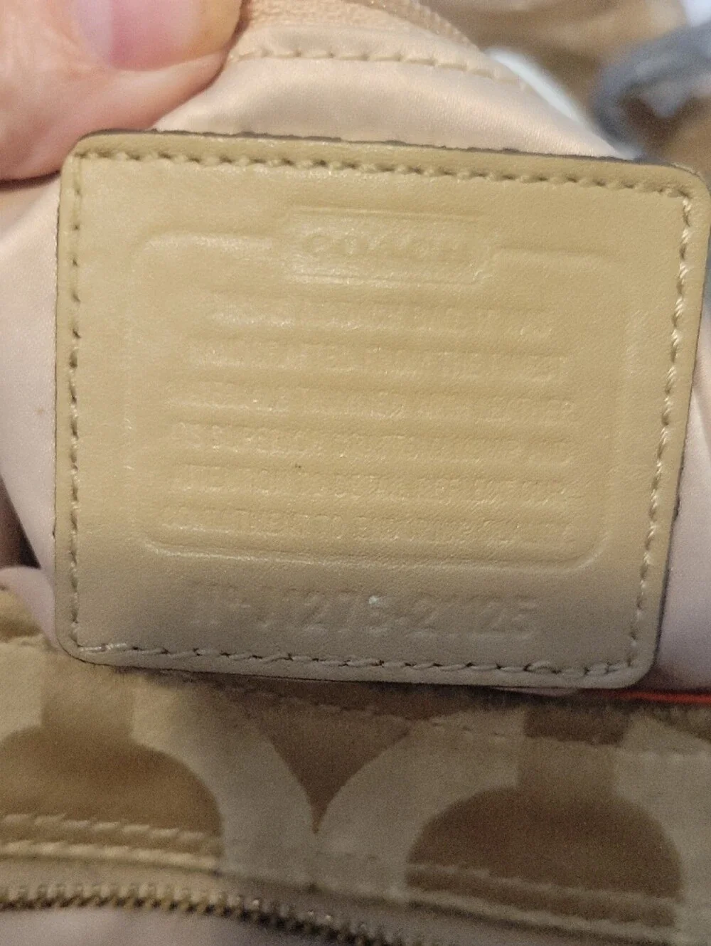 Coach; Signature Madison Op Art 'Maggie' Shoulder Bag; Minor Wear; 14x4x9in